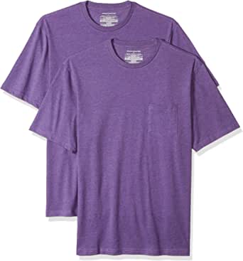 Amazon 2 Pack Men's Regular-Fit Crewneck Pocket T-Shirt Purple Heather RRP 16.20 CLEARANCE XL 11.99