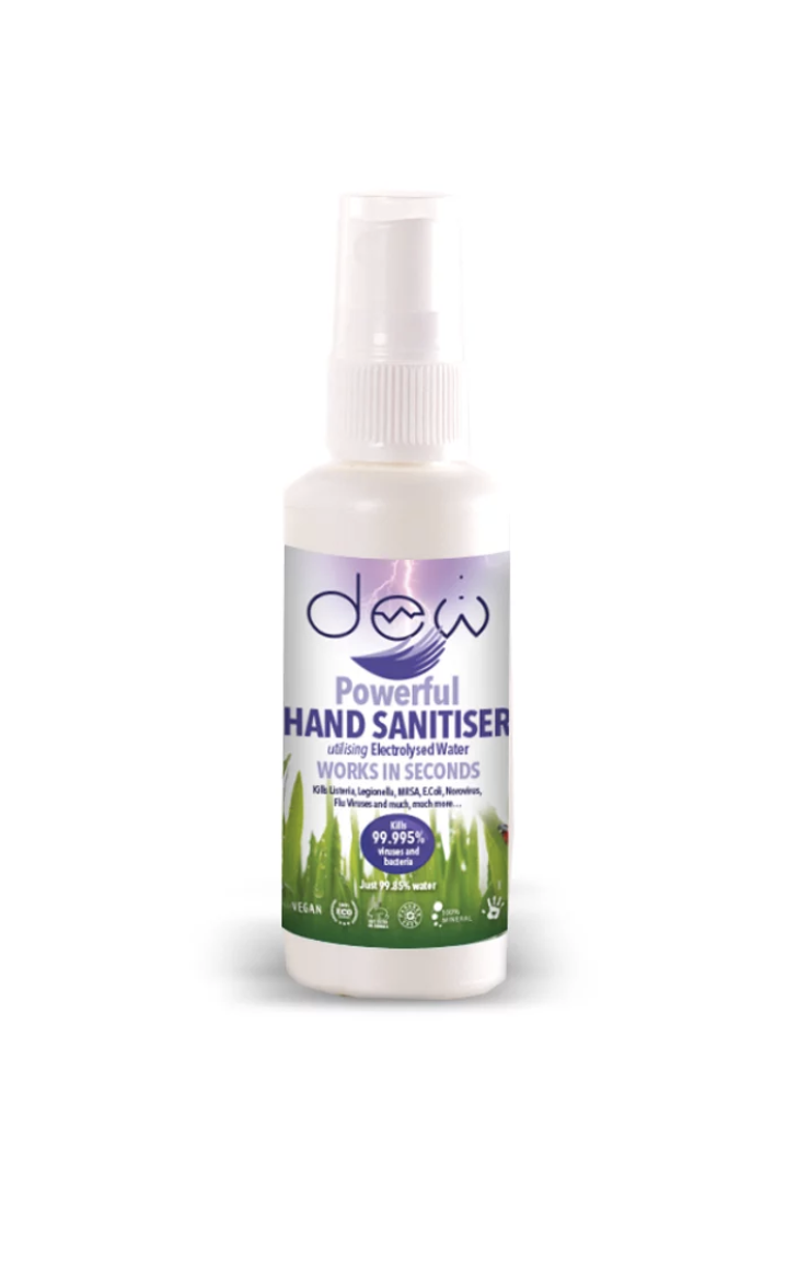 Dew Powerful Hand Sanitiser Utilising Electrolysed Water 65ml RRP 5.95 CLEARANCE XL 3.99