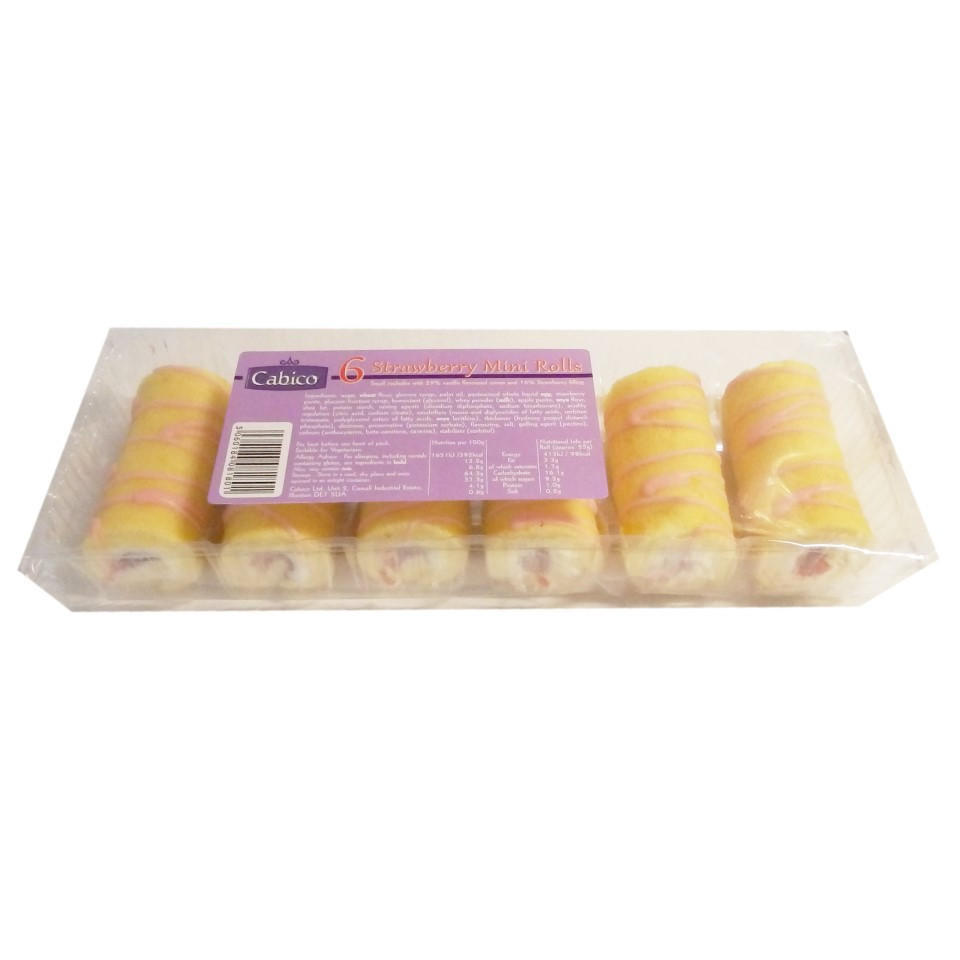 Cabico 6 Strawberry Mini Rolls 150g (Mar 23 - Feb 24) RRP 1.29 CLEARANCE XL 89p or 2 for 1.50