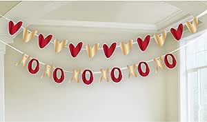 Amscan Valentines Day Red & Gold XOXO & Hearts Garlands 2 Metres RRP 3.57 CLEARANCE XL 2.50