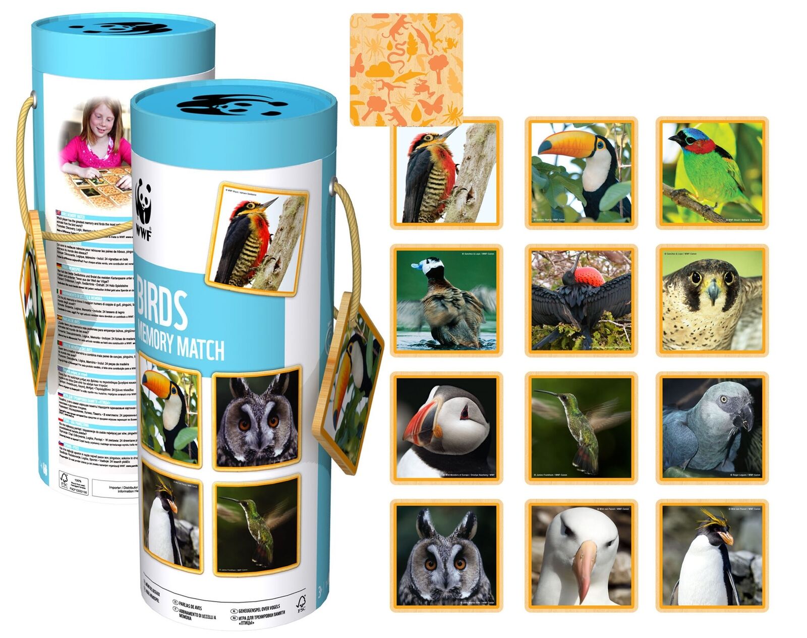 WWF Birds Memory Match Tube Wildlife Kids Wooden Game RRP 15.99 CLEARANCE XL 12.99
