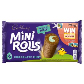 Cadbury Chocolate Mint Mini Rolls 5 Pack RRP 1.69 CLEARANCE XL 89p or 2 for 1.50.