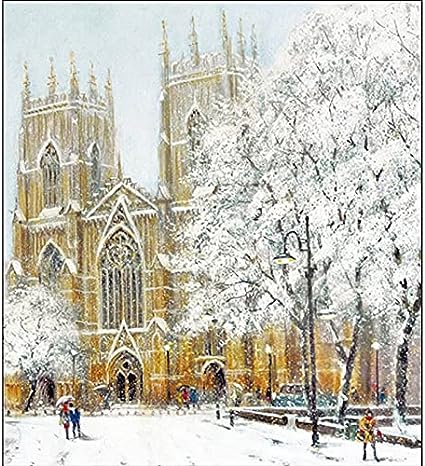 Woodmansterne Pack of 5 Artistic Charity Christmas Cards York Minster Cathedral Gold Ink Finish RRP 4.99 CLEARANCE XL 3.99