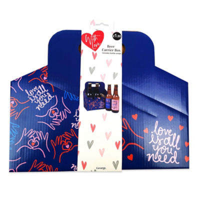 George With Love 6 Beers Carrier Box & Bottle Wraps RRP 1.50 CLEARANCE XL 99p