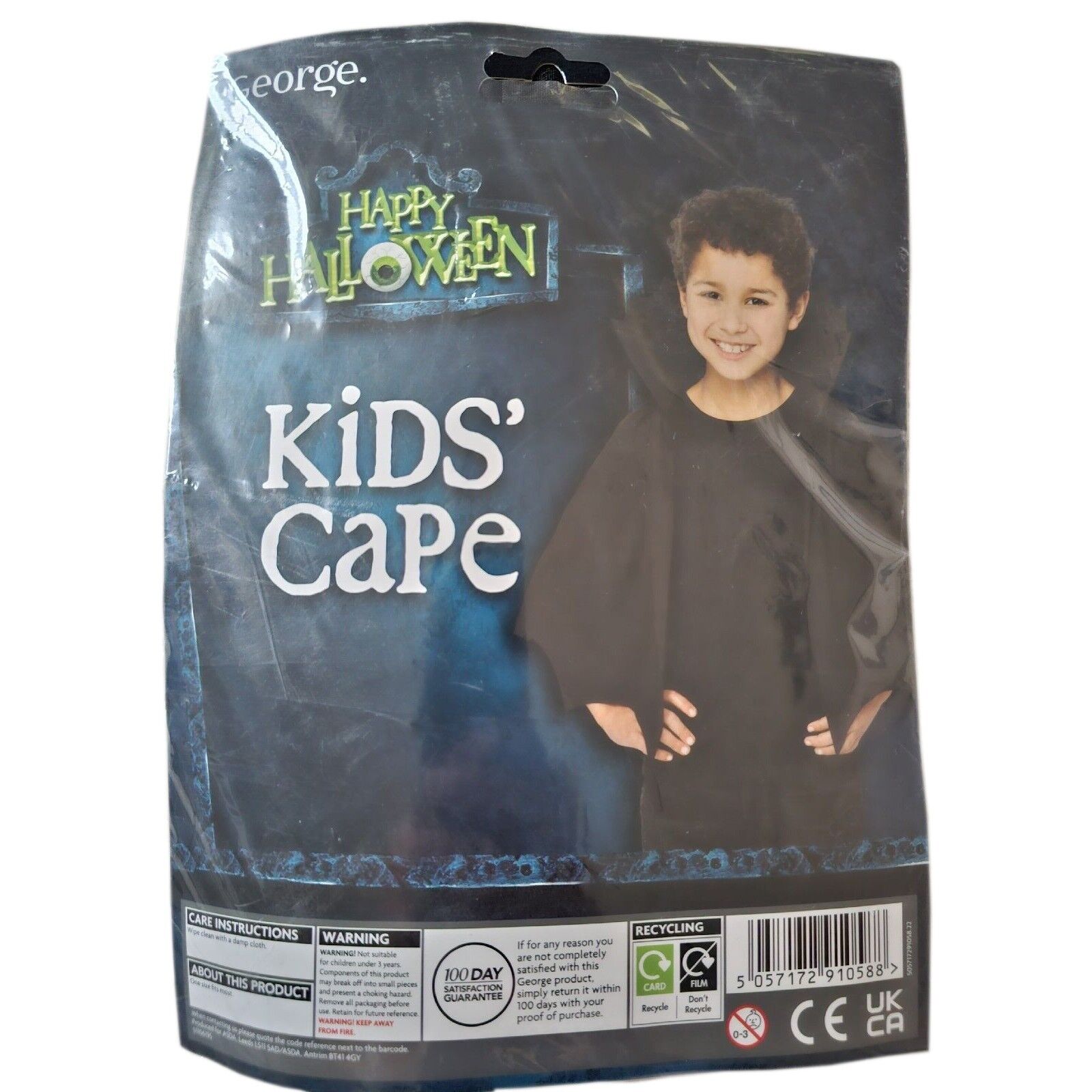 George Happy Halloween Black Kid's Cape RRP 4 CLEARANCE XL 2.99