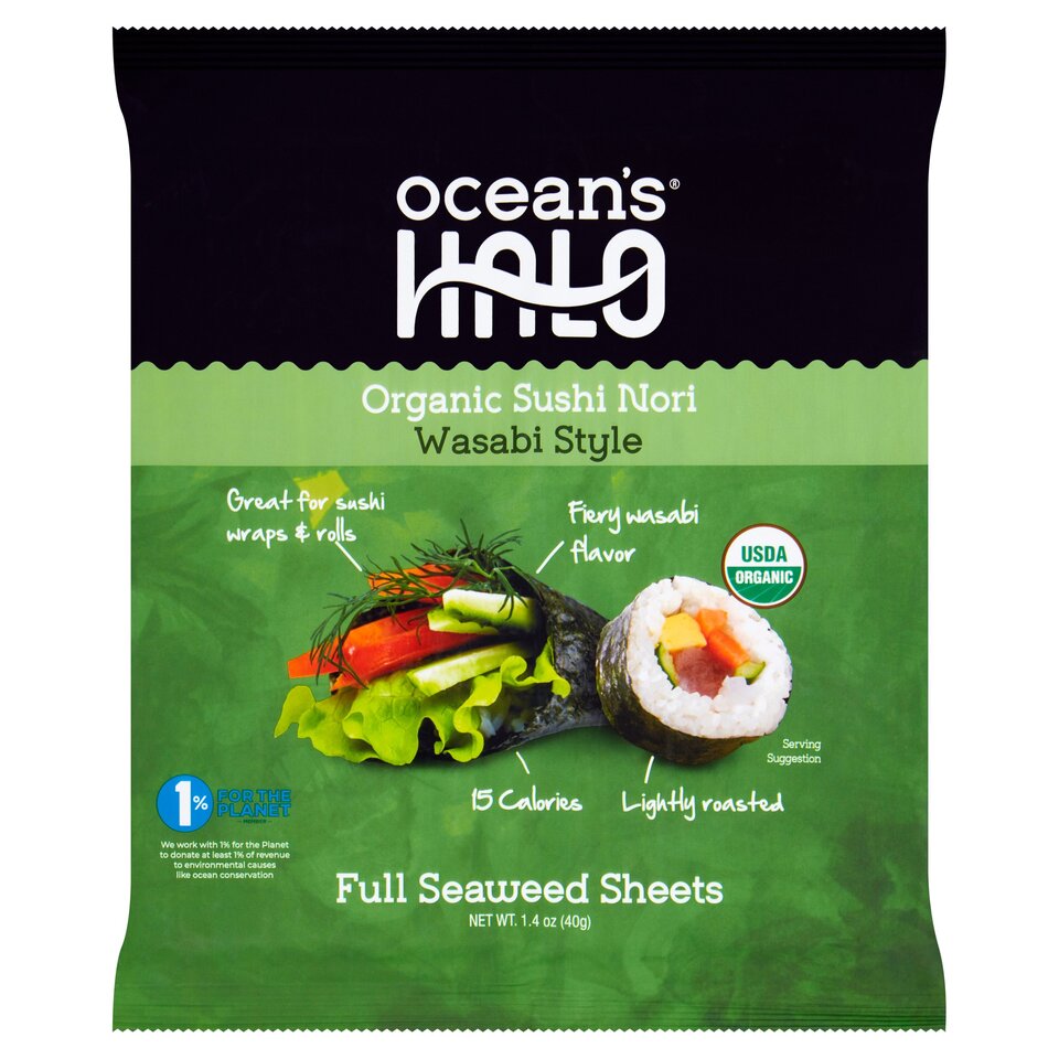 Ocean's Halo Organic Sushi Nori Wasabi Style 40g (June 24) RRP 3.75 CLEARANCE XL 89p or 2 for 1.50
