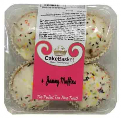 Cake Basket 4 Jammy Muffins (Nov 22 -  Feb 24) RRP 2.25 CLEARANCE XL 59p or 2 for 1