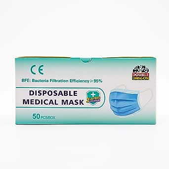Double Dragon 3 Ply Disposable Medical Face Masks RRP 5.99 CLEARANCE XL 4.99