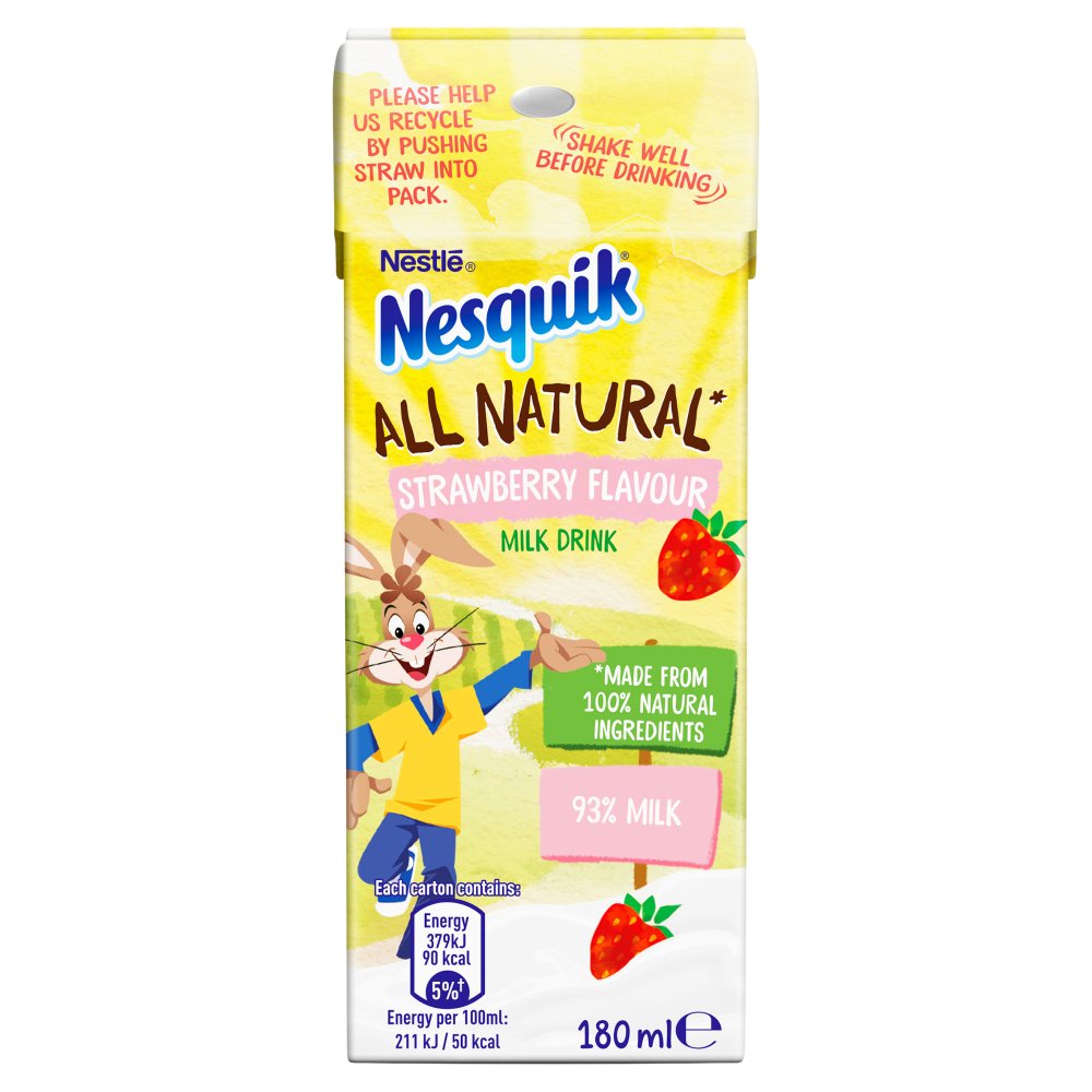 Nesquik All Natural Strawberry Milkshake Drink 180ml RRP 80p CLEARANCE XL 59p or 2 for £1