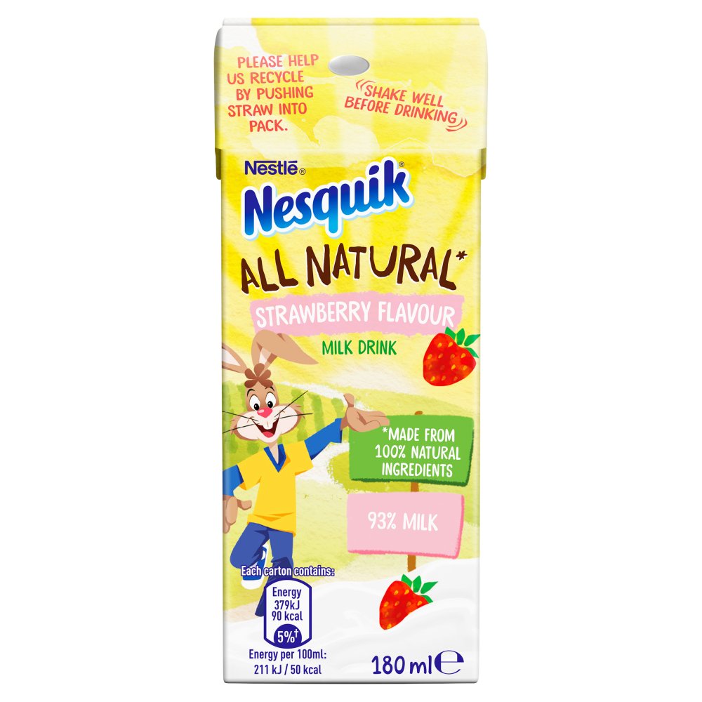 Nesquik All Natural Strawberry Milkshake Drink 180ml RRP 80p CLEARANCE XL 29p or 4 for 1