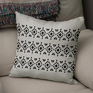 Bonamaison Repeating Black Pattern Decorative Grey Cushion Cover 43 x 43cm RRP £7.64 CLEARANCE XL £4.99