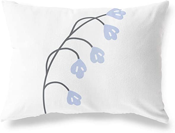 Bonamaison Black Stem Blue Flower Design Decorative White Cushion Cover 35 x 50cm RRP 7.64 CLEARANCE XL 4.99