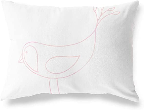 Bonamaison Pink Bird Design Decorative White Cushion Cover 35 x 50cm RRP £15.12 CLEARANCE XL £9.99