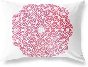 Bonamaison Pink Flower Design Decorative White Cushion Cover 45 x 60cm RRP £15.12 CLEARANCE XL £9.99