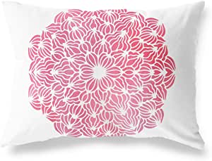 Bonamaison Pink Flower Design Decorative White Cushion Cover 45 x 60cm RRP 15.12 CLEARANCE XL 9.99