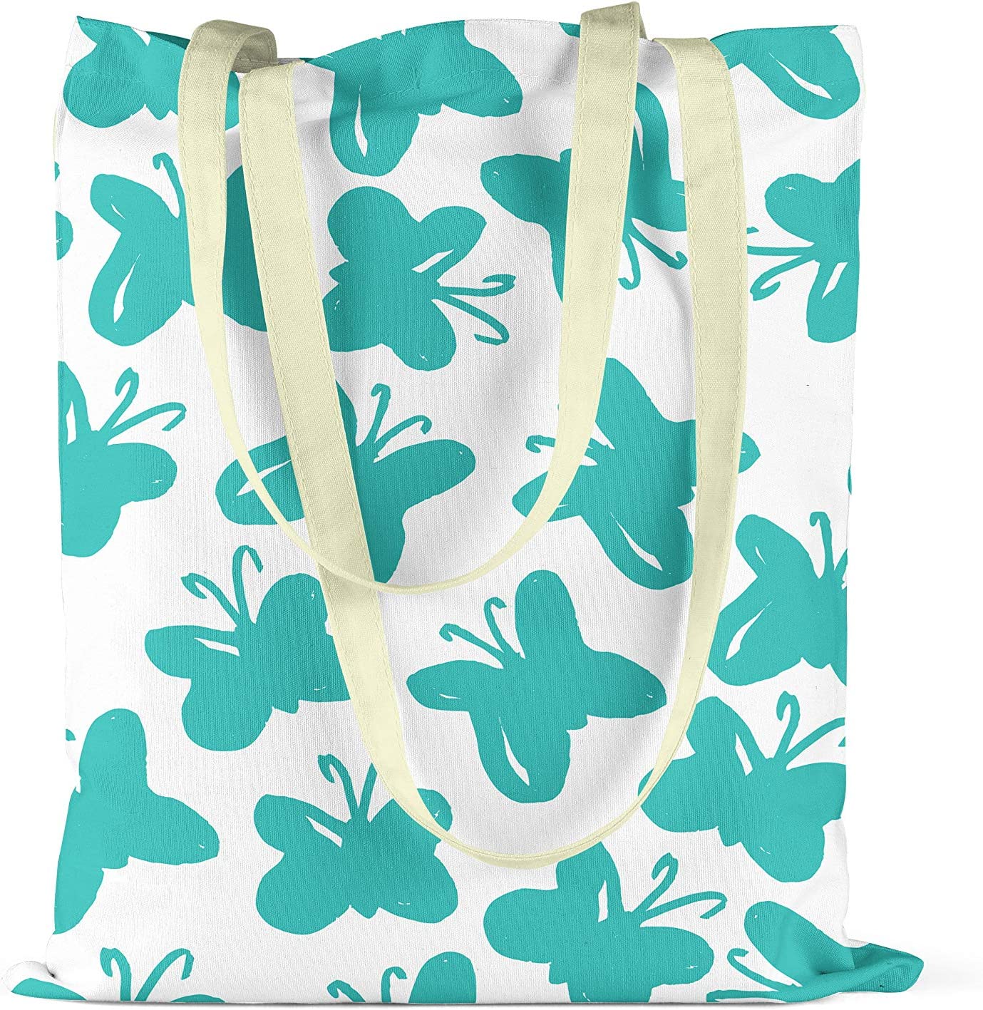 Bonamaison Blue Butterfly Design Printed Cream Tote Bag 34 x 40cm RRP 5.99 CLEARANCE XL 3.99