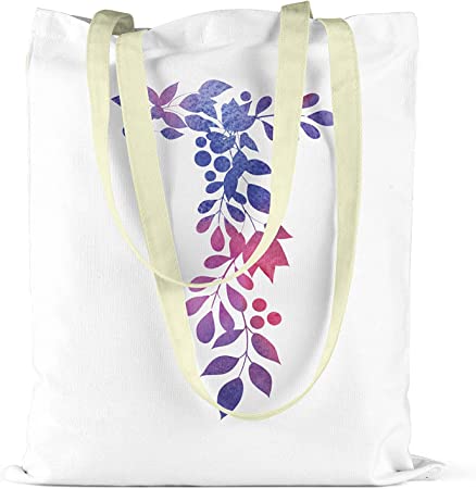 Bonamaison Blue/Purple Floral Printed Cream Tote Bag 34 x 40cm RRP £5.99 CLEARANCE XL £3.99