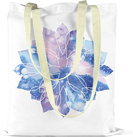 Bonamaison Blue/Purple Large Flower Design Printed Cream Tote Bag 34 x 40cm RRP £5.99 CLEARANCE XL £3.99
