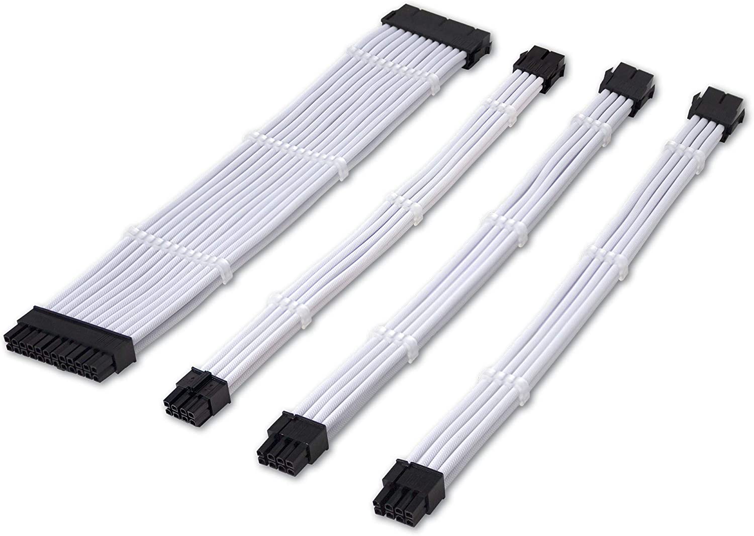 Deidentified White PSU Sleeved Extension Cables Set 30cm RRP £19.99 CLEARANCE XL £13.99