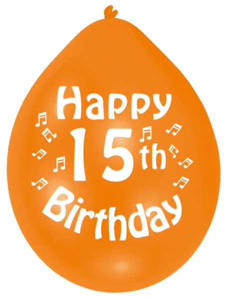 Amscan 10 Happy 15th Birthday Balloons RRP £7.99 CLEARANCE XL £4.99