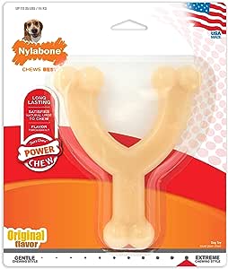 Nylabone Dura Chew Dog Chew Chicken Flavour Wishbone M Up to 16kg Dogs RRP £9.99 CLEARANCE XL £6.99
