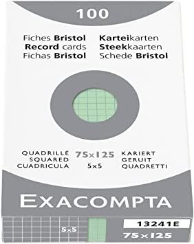 Exacompta Ref 13241E Bristol Squared Record Cards 75 x 125mm Pack of 100 RRP £2.17 CLEARANCE XL £1.50