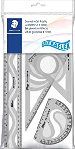STAEDTLER 569PB4UF-S 4 Piece Maths Geometry Set - Ruler Protractor Set Squares RRP £3.73 CLEARANCE XL £2.99