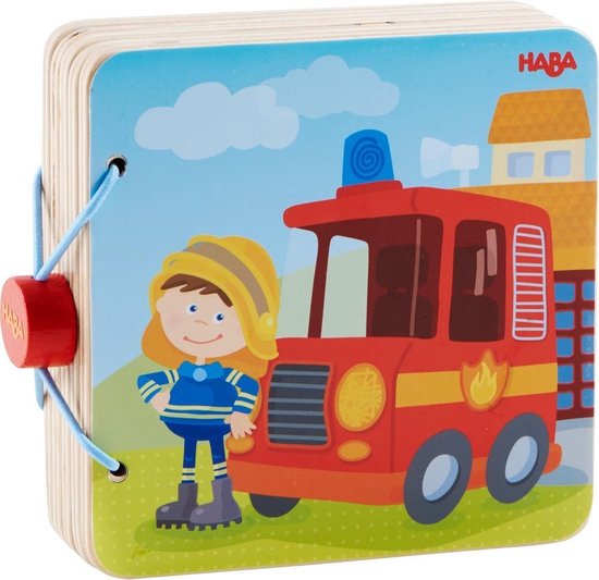 Haba Wooden Fire Brigade Picture Book For Babies RRP £4.99 CLEARANCE XL £2.99