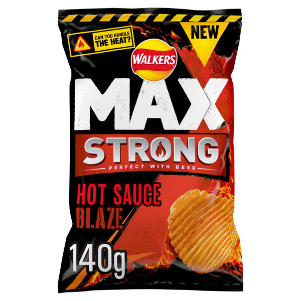 Walkers Max Strong Hot Sauce Blaze Flavour Crisps 140g RRP 2.25 CLEARANCE XL 99p