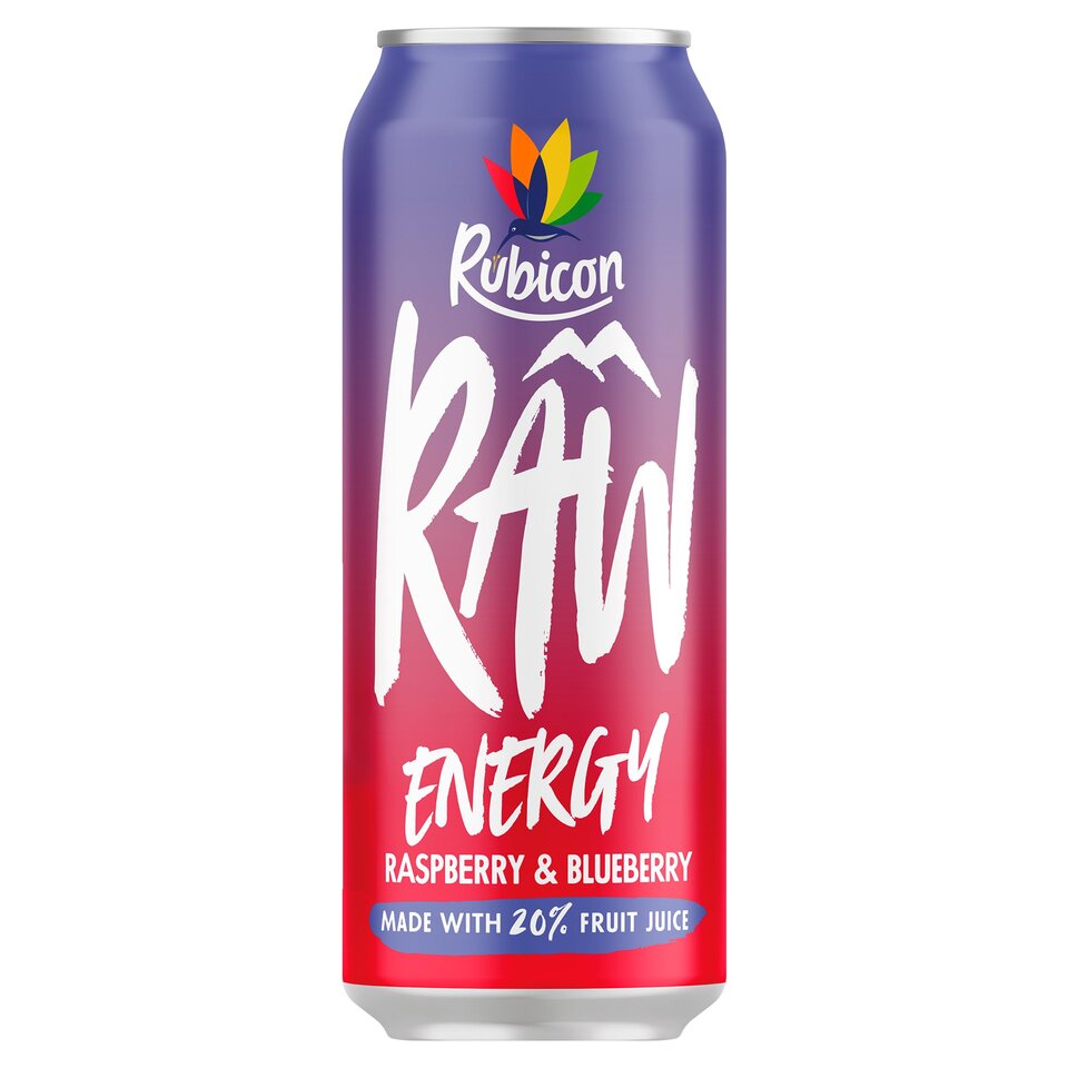 Rubicon Raw Energy Raspberry Blueberry 500ml RRP £1.20 CLEARANCE XL 99p
