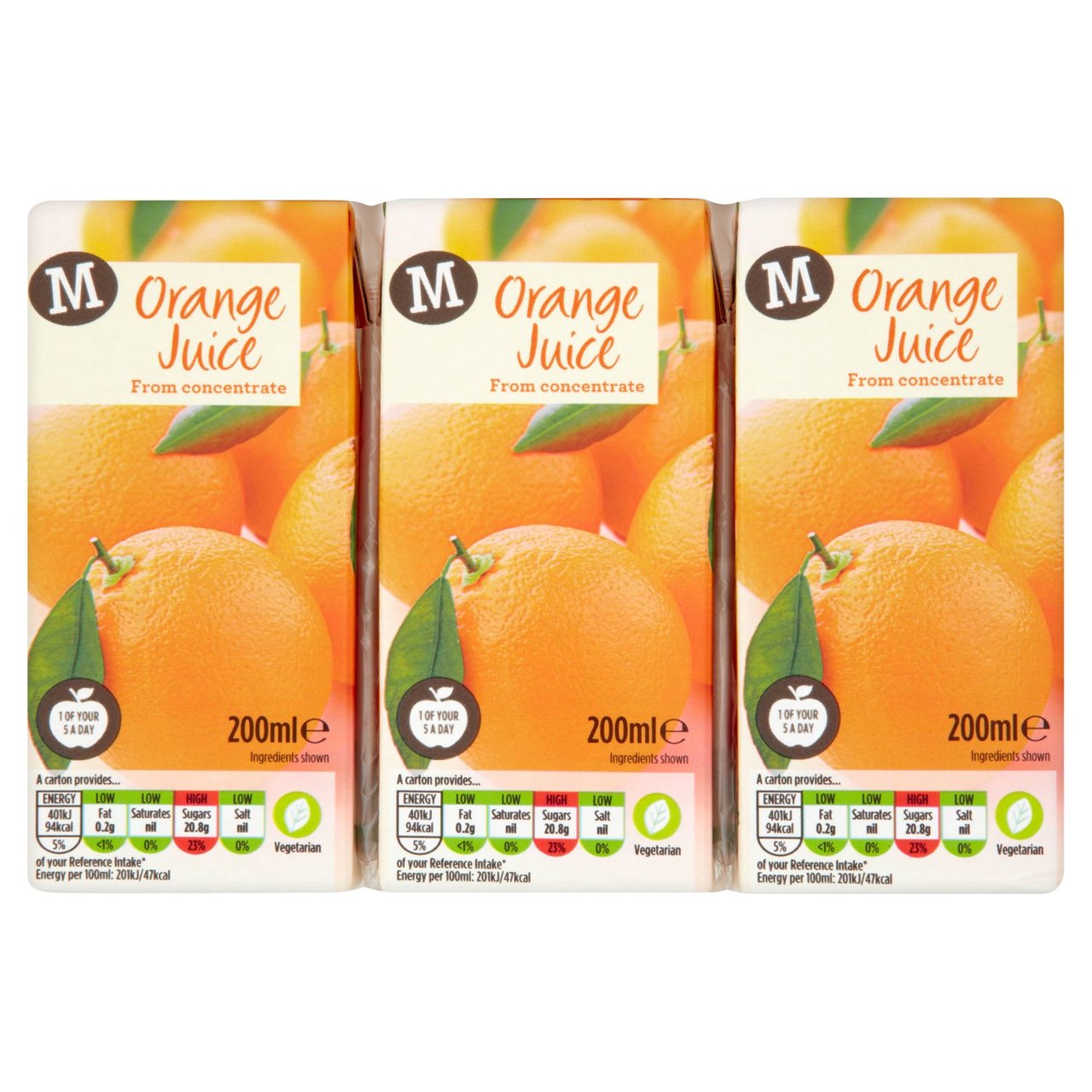 Deidentified 100 Pure Orange Juice From Concentrate 3x 200ml RRP 1.15 CLEARANCE XL 39p or 3 for 99p