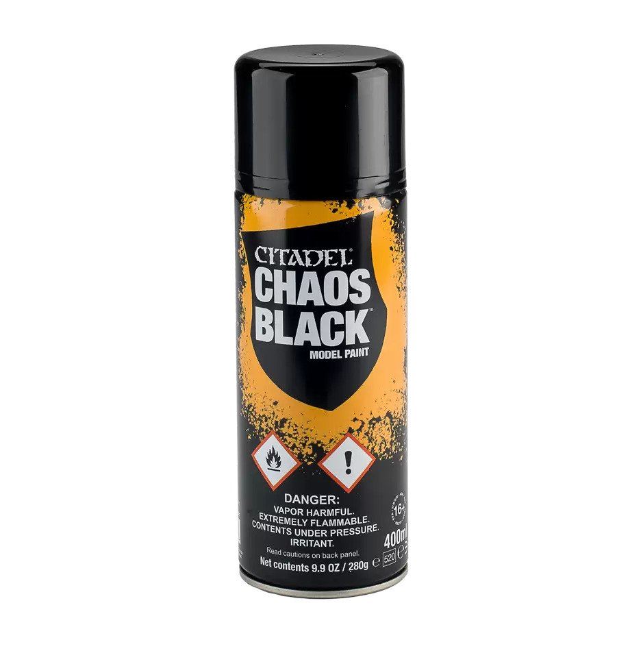 Games Workshop Citadel Colour Chaos Black Primer / Undercoat Spray 400ml RRP £16.50 CLEARANCE XL £12.99