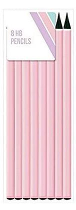 Design Group 8 Pack Black Tip HB Pencils Pastel Pink Colour Wrapping RRP £2.98 CLEARANCE XL £1.99