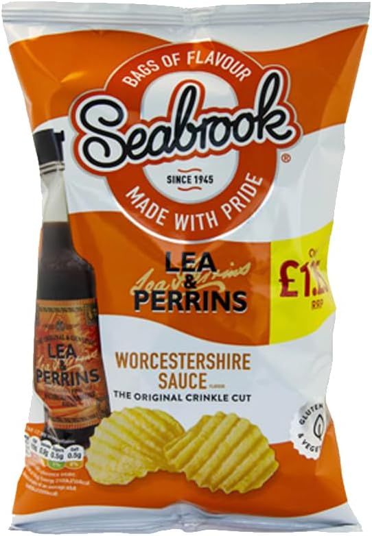 Seabrook Lea & Perrins Worcestershire Sauce Crisps 70g RRP £1.25 CLEARANCE XL 59p or 2 for £1