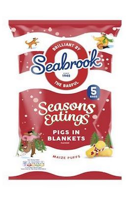 Seabrook Seasons Greetings Pigs In Blankets Maize Puffs 5x 16g Pack RRP 1.25 CLEARANCE XL 99p