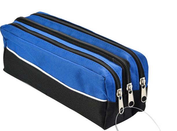 Astuccio Raymay Con Doppia Cerniera | Portamatite In Tessuto Blu | Custodia Per Penne E Matite - 2