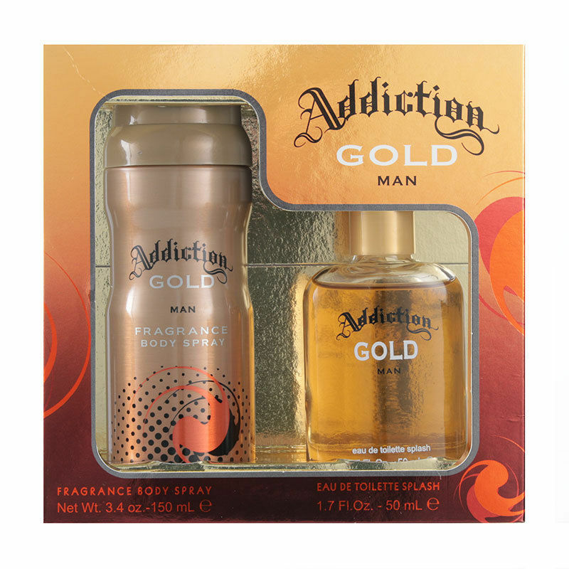 Addiction Gold Man 150ml Perfume Body Spray 50ml EDT Gift Box RRP £9.99 CLEARANCE XL £6.99
