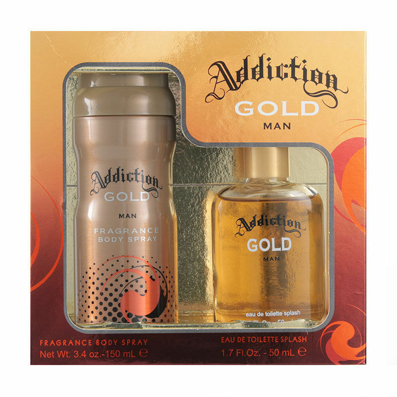 Addiction Gold Man 150ml Perfume Body Spray 50ml EDT Gift Box RRP 9.99 CLEARANCE XL 6.99