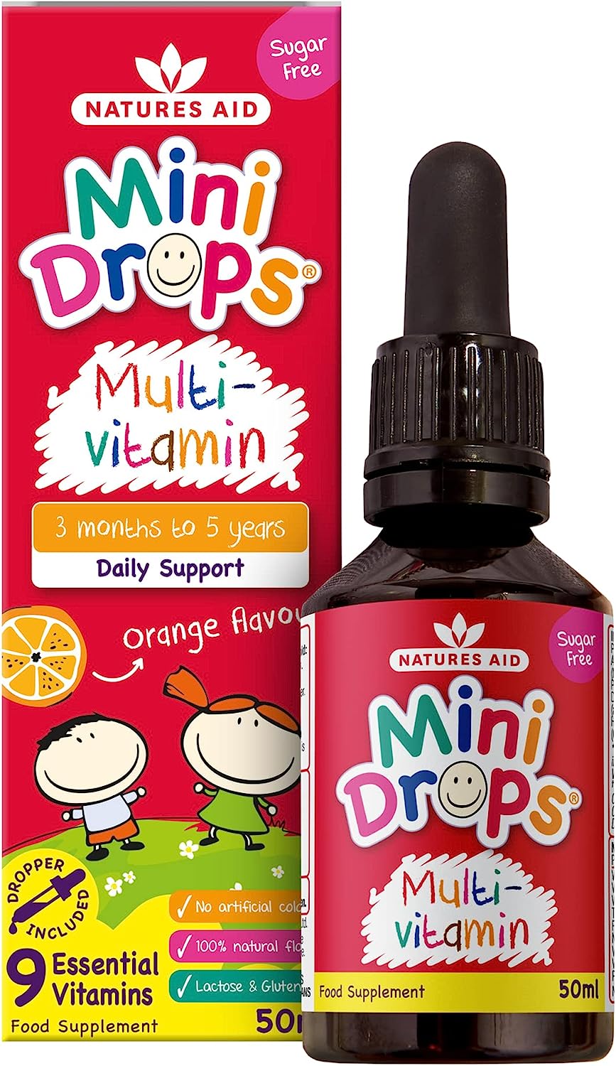 Natures Aid Mini Drops Multi-vitamin Orange Flavour for Infants and Children Sugar Free 50ml RRP £8 CLEARANCE XL £6.99