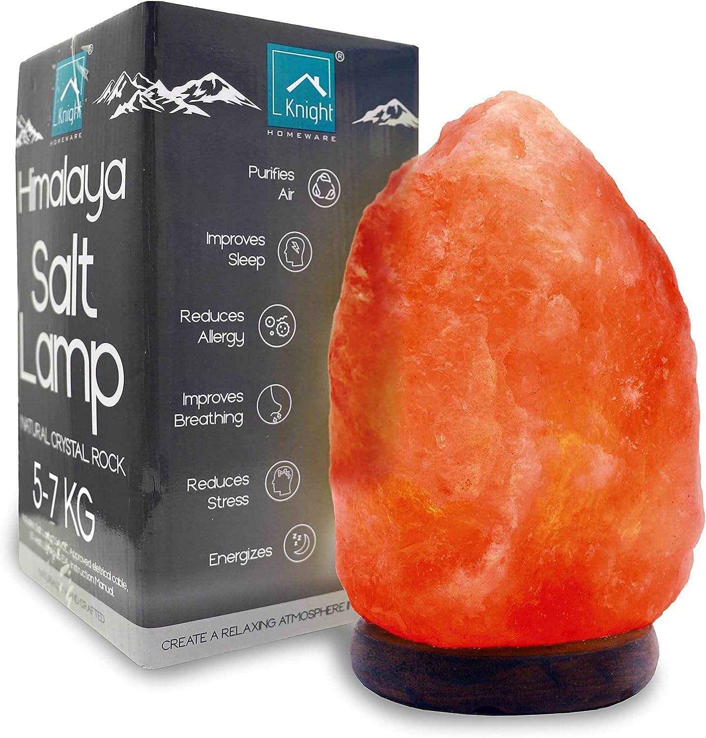 KNIGHT Authentic Himalayan Salt Lamp 5-7 Kg RRP £13.49 CLEARANCE XL £11.99