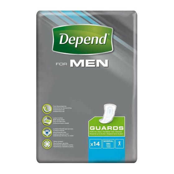 Depend Guards for Men Normal Pack of 14 RRP £5.59 CLEARANCE XL £4.99