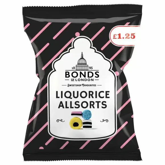 Bonds Of London Liquorice Allsorts 130g (Nov 23) RRP £1.25 CLEARANCE XL 69p or 2 for £1.20