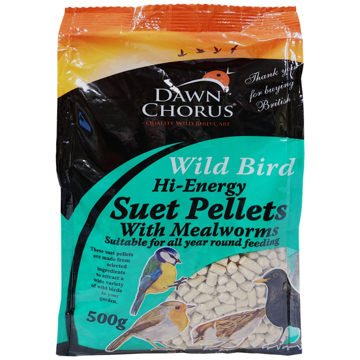 Dawn Chorus Wild Bird Hi-Energy Suet Pellets with Mealworms 500g RRP £1.59 CLEARANCE XL 99p