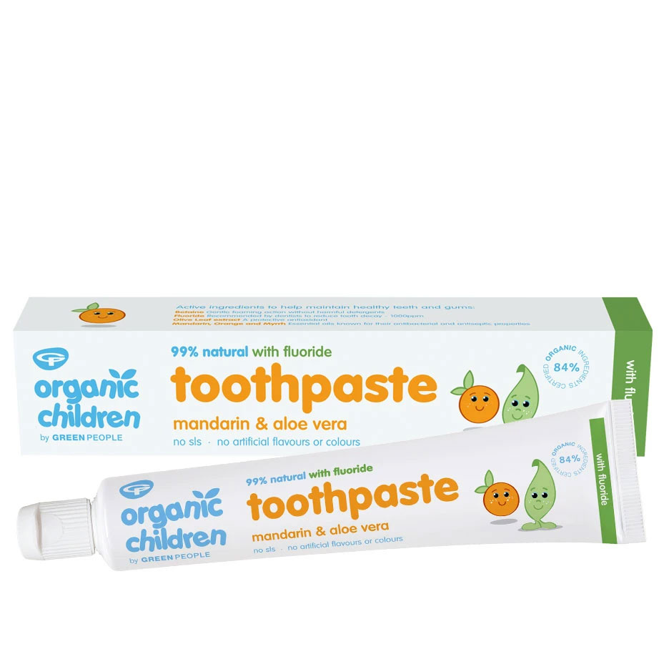 Green People Organic Children Mandarin & Aloe Vera Toothpaste With Fluoride 50ml RRP £6.50 CLEARANCE XL £4.99