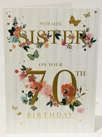 Words 'N' Wishes 70th Birthday Sister Card RRP £2.75 CLEARANCE XL £1.99