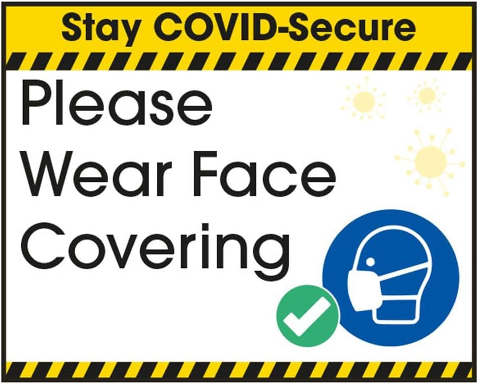 Vsafety COVID-Secure Sticker ''Wear Face Coverings'' 100mm x 80mm RRP 97p CLEARANCE XL 79p