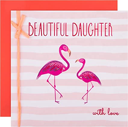 Hallmark Birthday Card for Daughter Pink Flamingo Design RRP £2.95 CLEARANCE XL 99p