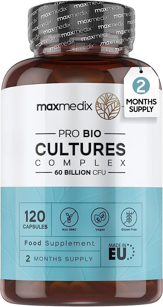 Maxmedix Pro Bio Cultures Complex 60 Billion CFU 120 Vegan Capsules RRP £21.99 CLEARANCE XL £15.99