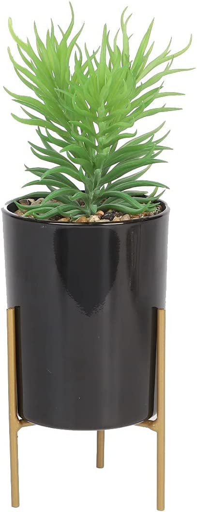 Sleepdown Halo Green Leaf Black Pot Stand Artificial Faux Plant RRP £16.72 CLEARANCE XL £10.99