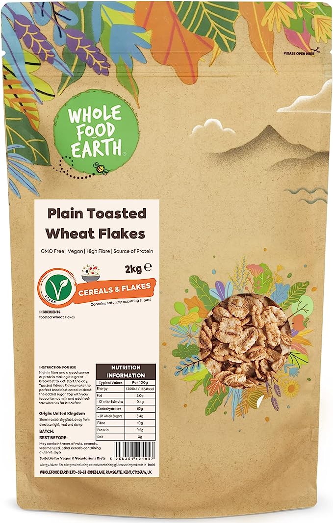 Wholefood Earth Plain Toasted Wheat Flakes 2kg RRP £11.66 CLEARANCE XL £7.99